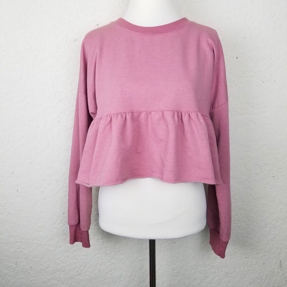 AEO DON’T ASK WHY Peplum Crop Olive Green Sweater - Picture 6 of 6